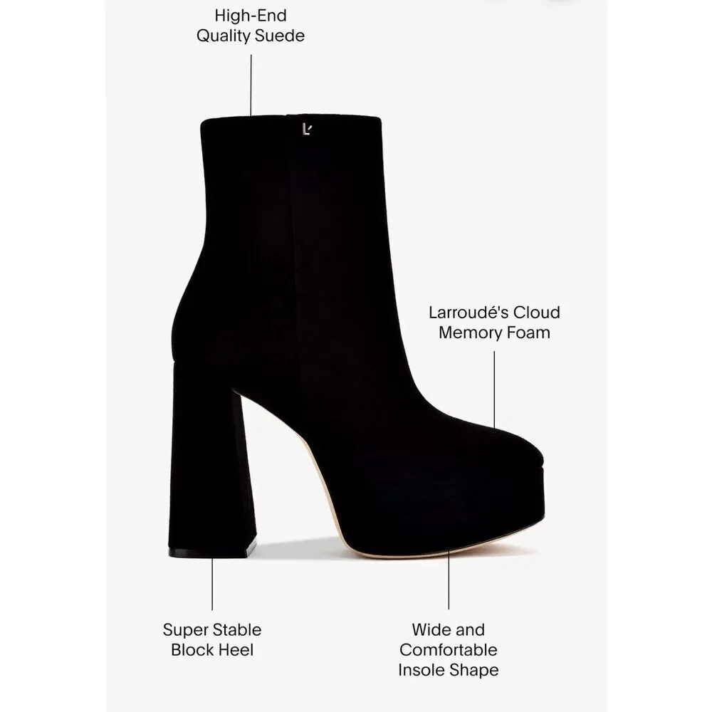 Larroude Dolly Boot In Black Suede NWB Size 9 1/2